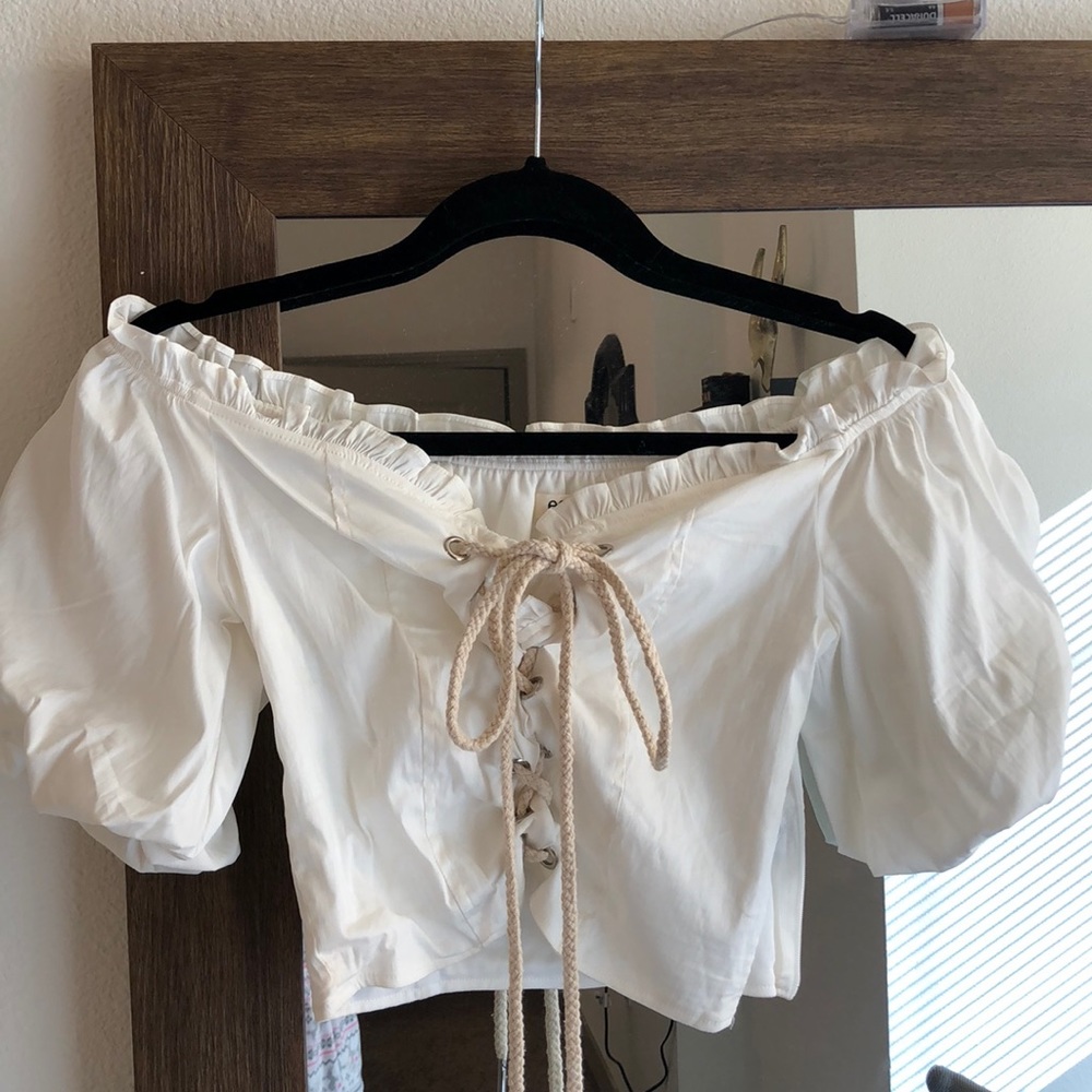 Off the shoulder tie up top